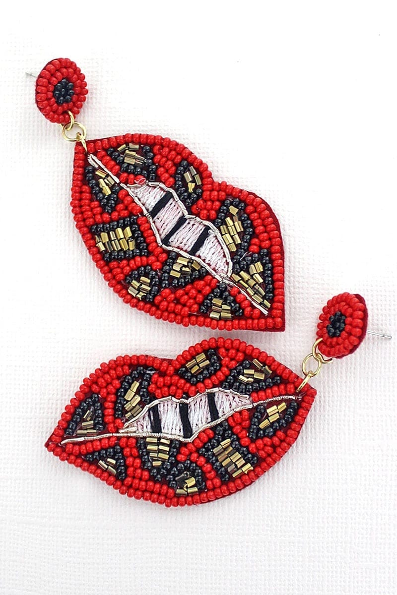Red lip earrings Southwest Bedazzle jewelz