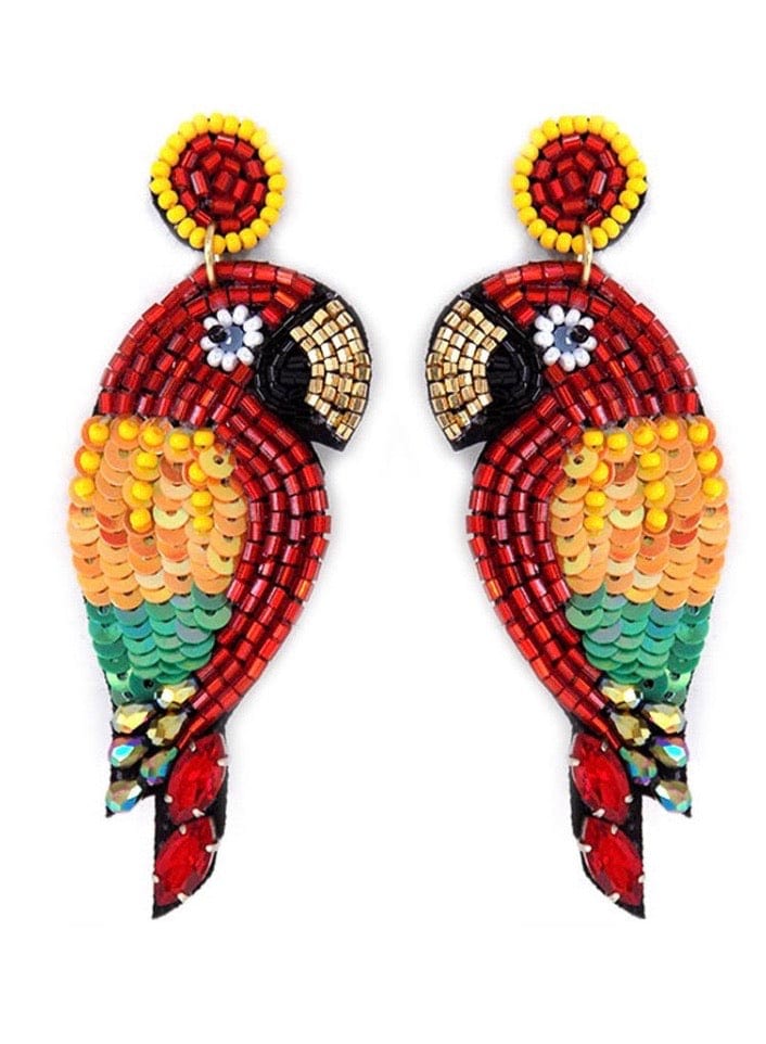 Red parrot beaded earrings Southwest Bedazzle jewelz