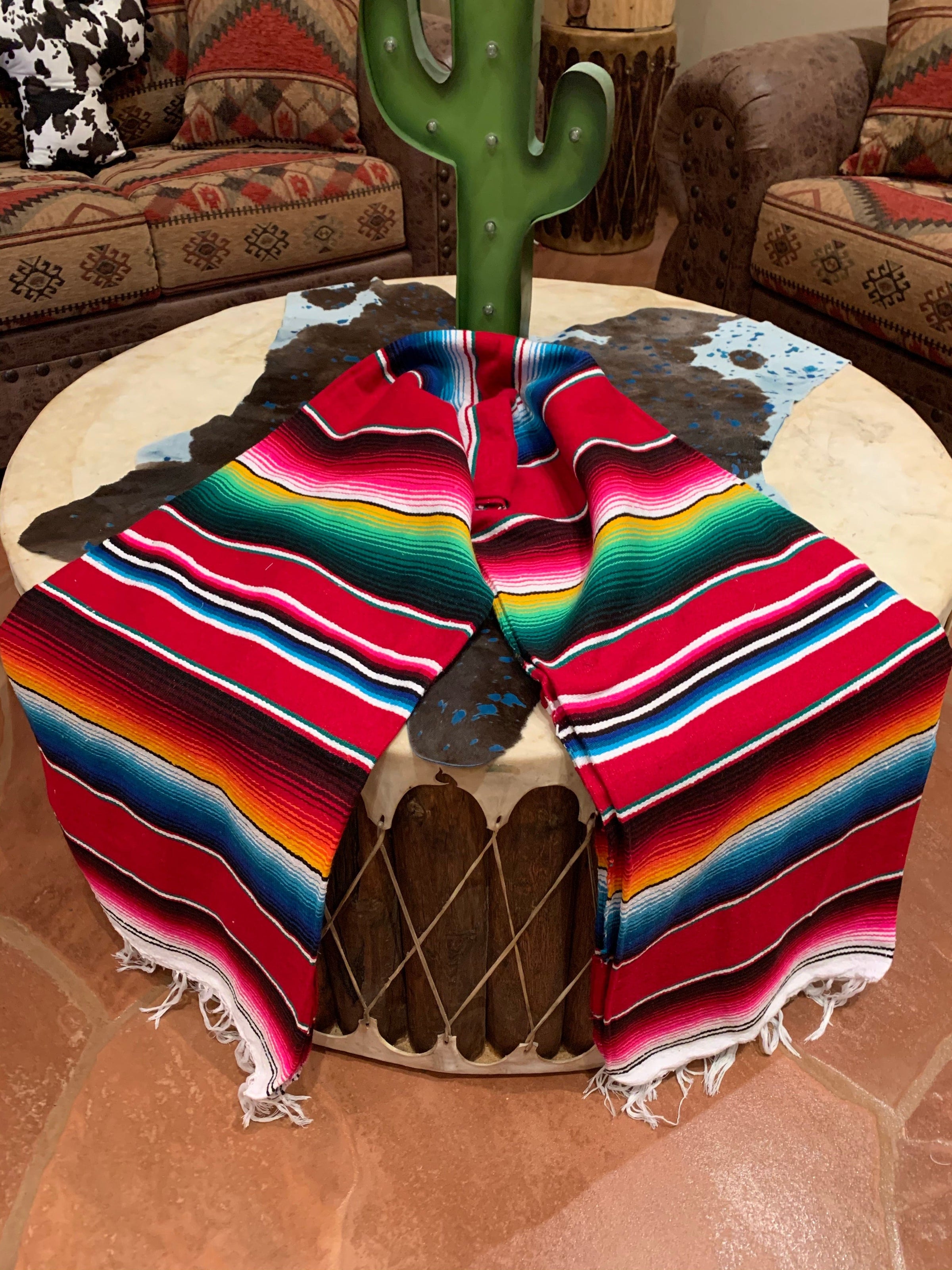Red serape blanket 5’-7’ Southwest Bedazzle blankets/slippers