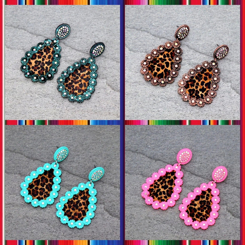 Rhinestone leopard earrings Southwest Bedazzle jewelz