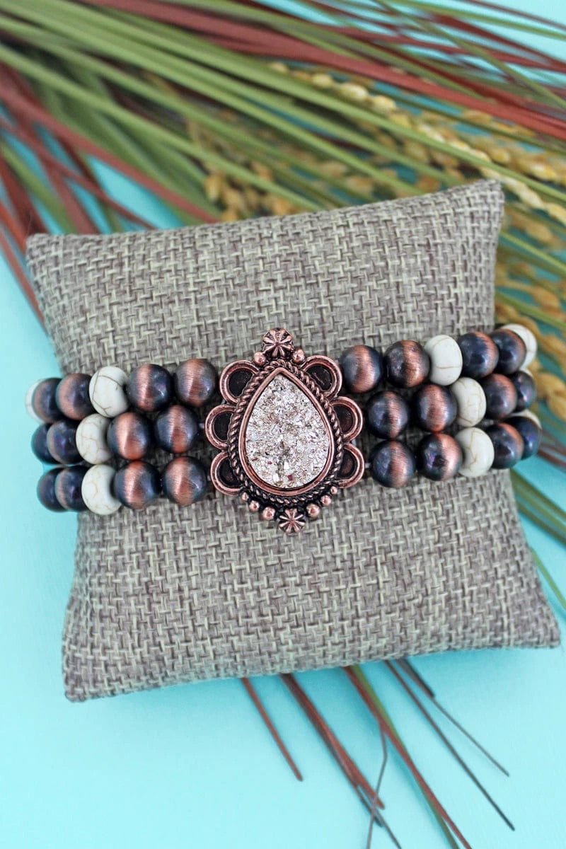 San Pietro Druzy cooper STACK BRACELET SET Southwest Bedazzle jewelz