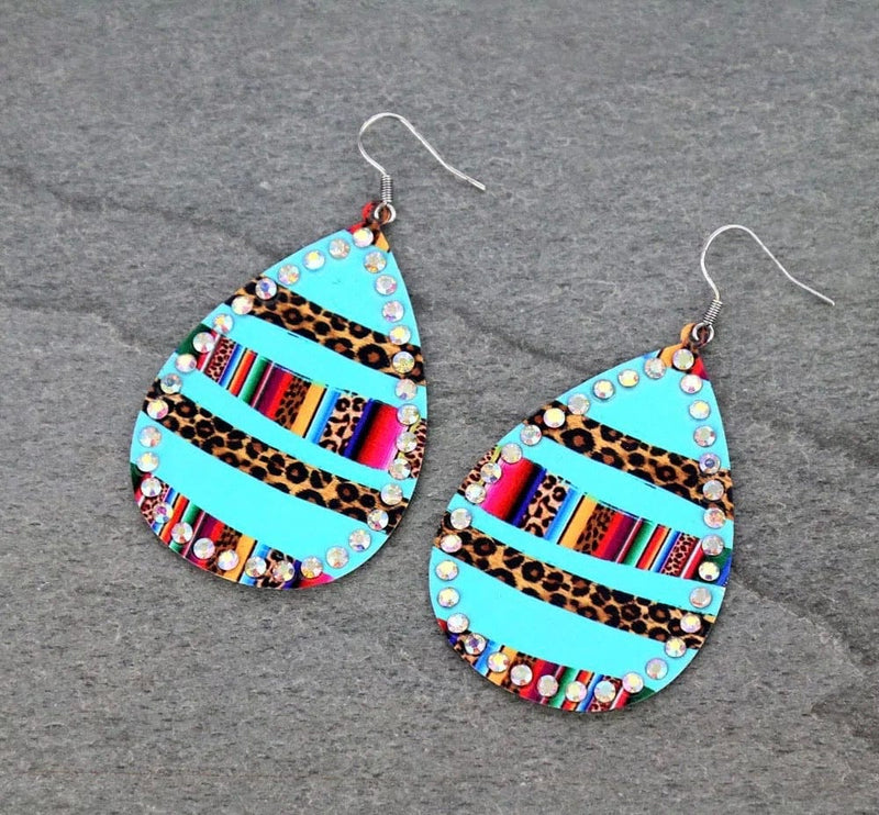 Serape rhinestone earrings Southwest Bedazzle jewelz