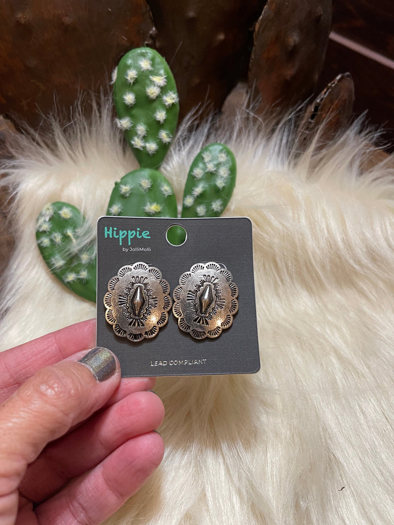 Silver concho earrings Southwest Bedazzle jewelz