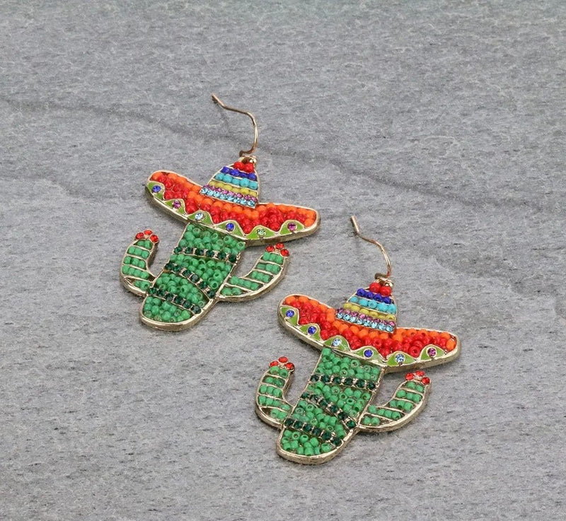 Sombrero cactus earrings Southwest Bedazzle jewelz