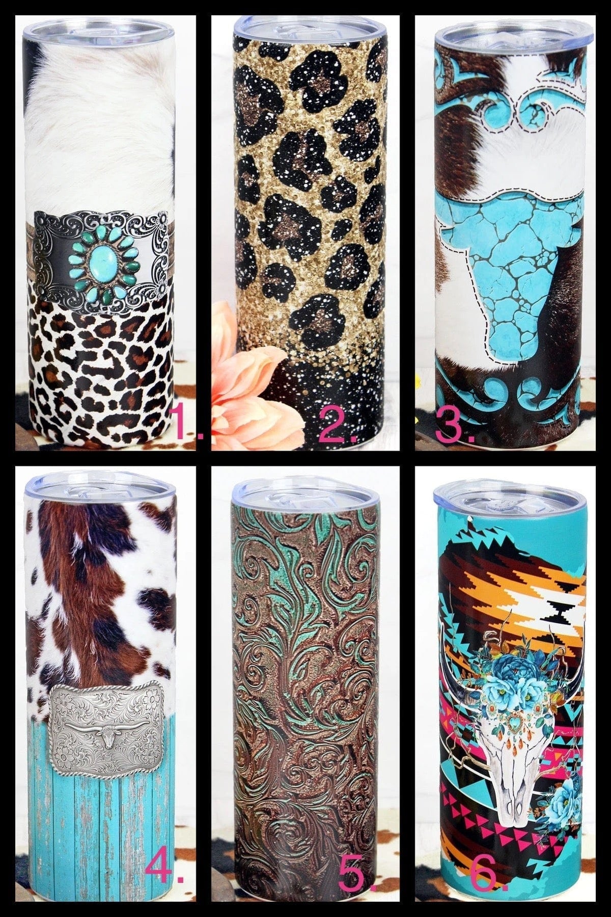 Stainless steel SKINNY TUMBLER Southwest Bedazzle home decor