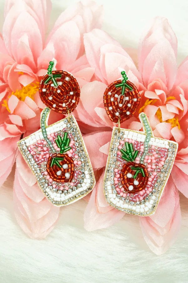 Strawberry cocktail BEADED EARRINGS Southwest Bedazzle jewelz