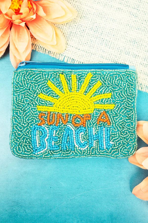 SUN OF A BEACH beaded coin clutch Southwest Bedazzle jewelz