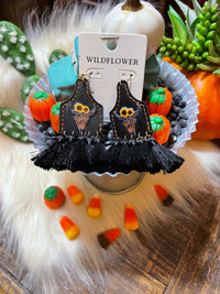 Sunflower steer black tassel earrings Southwest Bedazzle jewelz