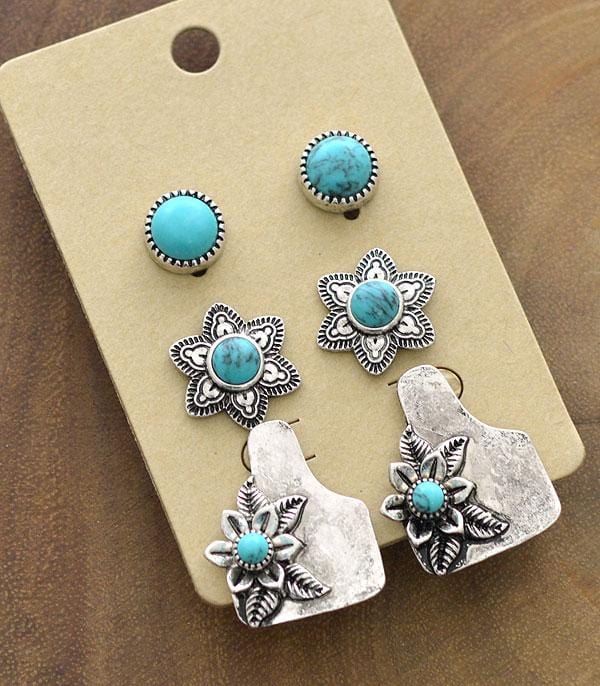 SWB Earrings  3 pack Southwest Bedazzle jewelz