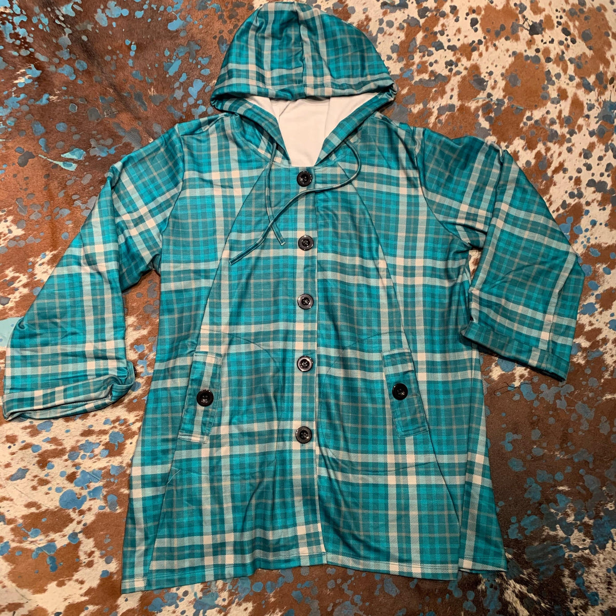 Teal plaid jacket Southwest Bedazzle clothing
