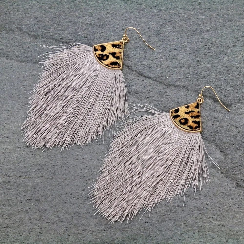 The Fancy dangle leopard earrings grey Southwest Bedazzle jewelz