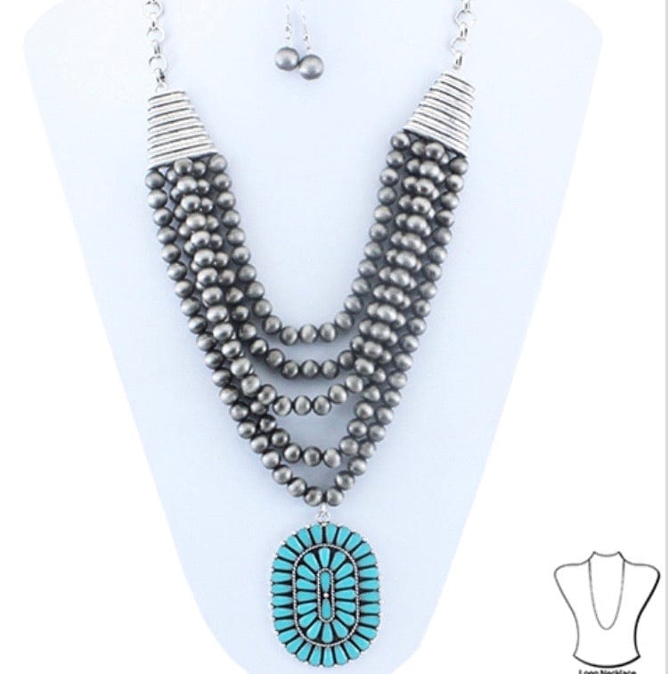 The Marina oval necklace blue Southwest Bedazzle jewelz