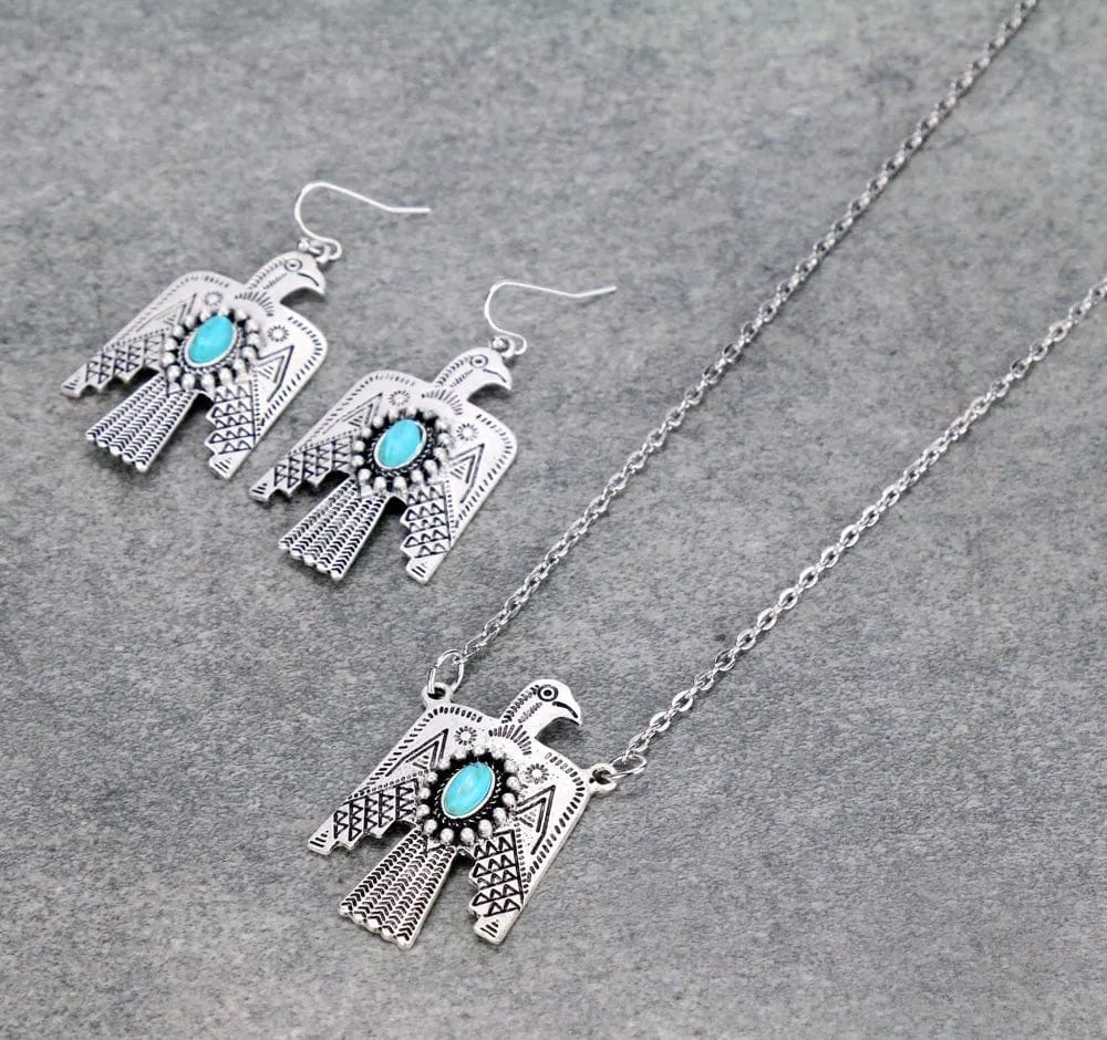 Thunderbird necklace && earrings set Southwest Bedazzle jewelz