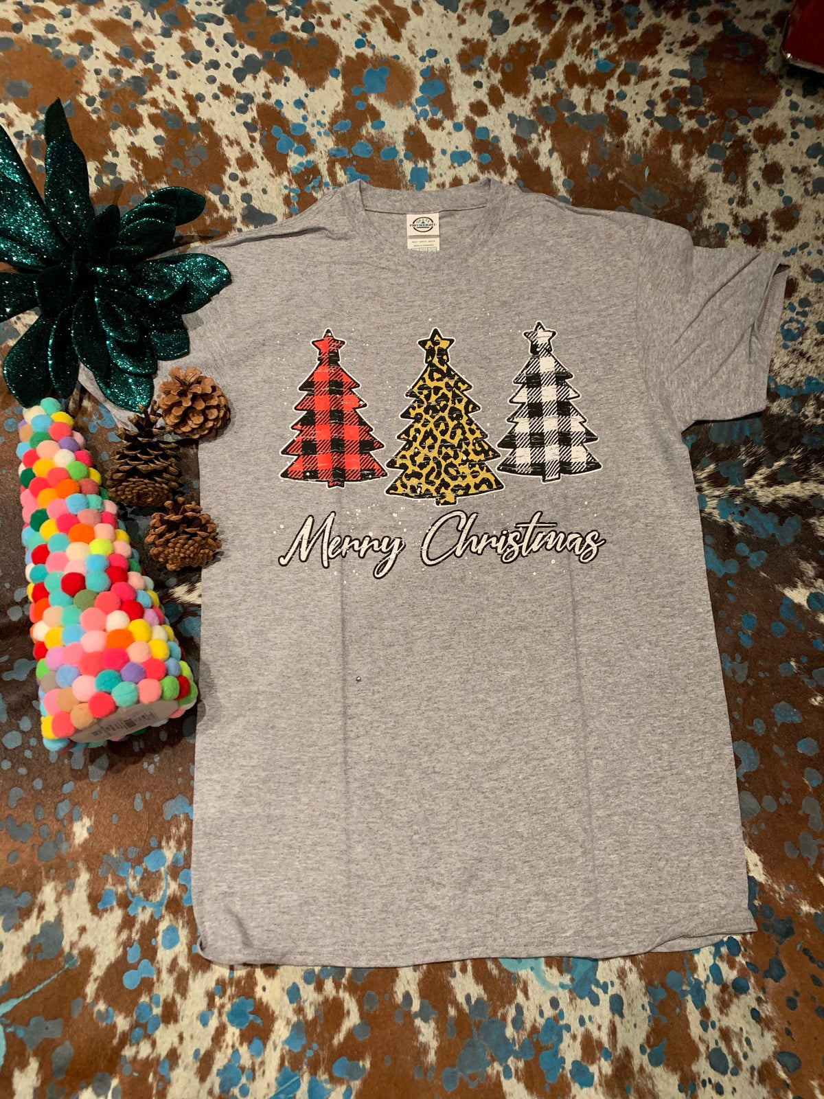 Trio tree tee Christmas Southwest Bedazzle clothing