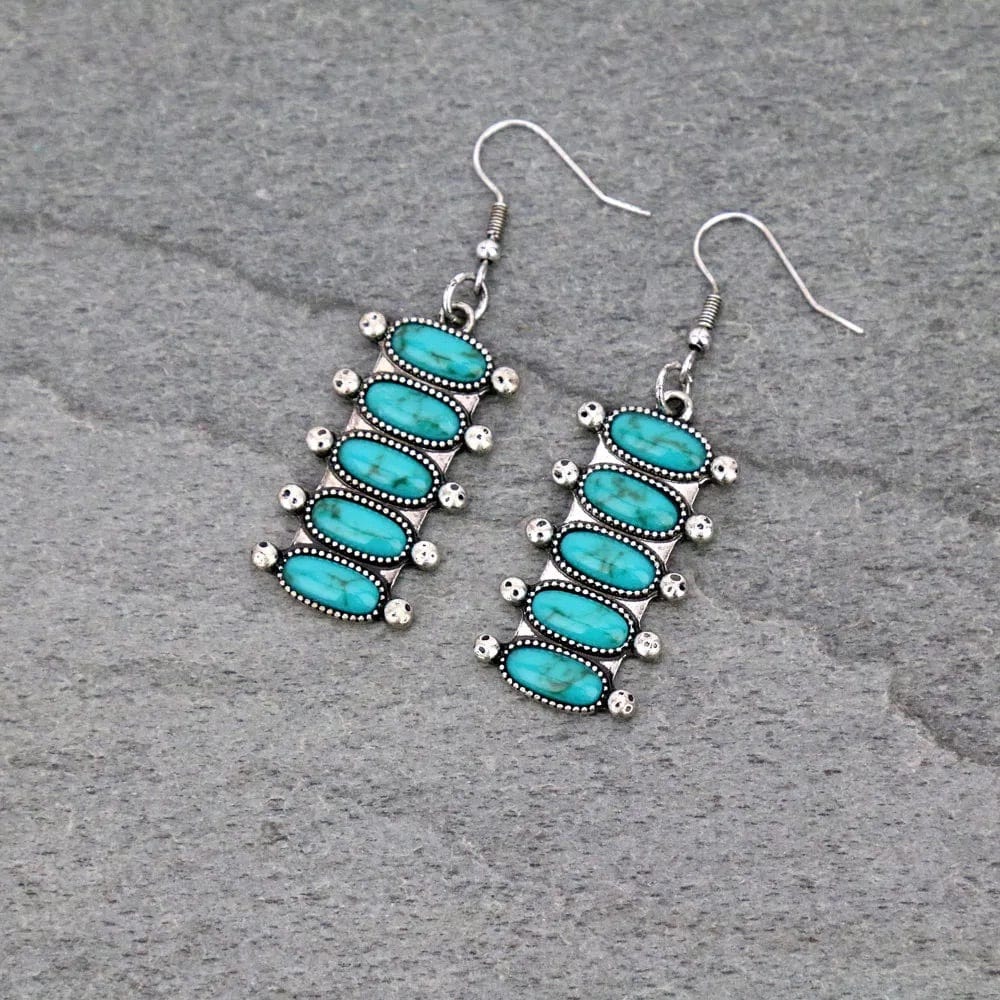 Turquoise 5 stone earrings Southwest Bedazzle jewelz