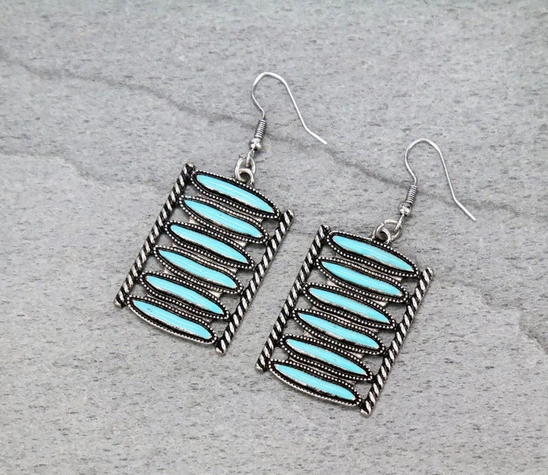 Turquoise 6 bar earrings Southwest Bedazzle jewelz