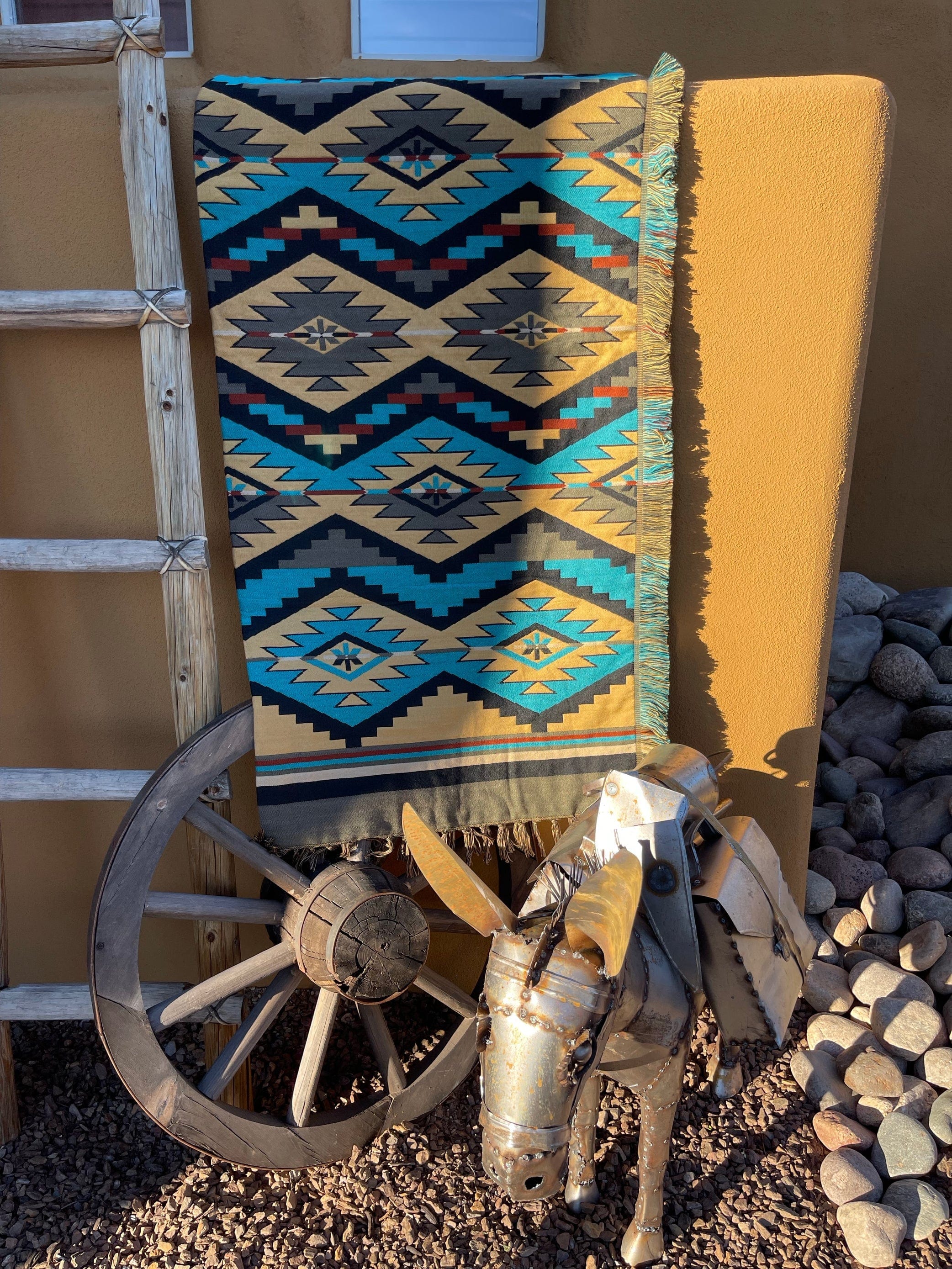 Turquoise aztec CANTINA BLANKET Southwest Bedazzle blankets/slippers