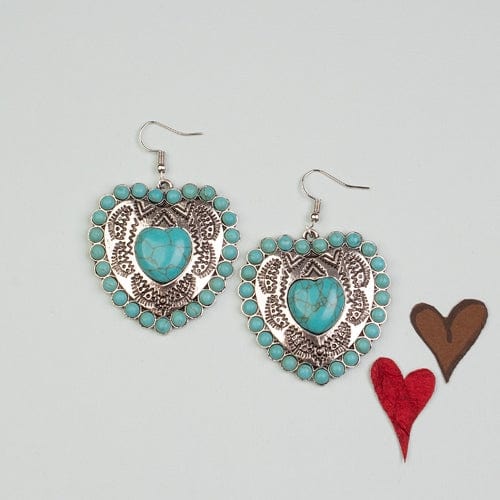 Turquoise aztec heart earrings Southwest Bedazzle Earrings