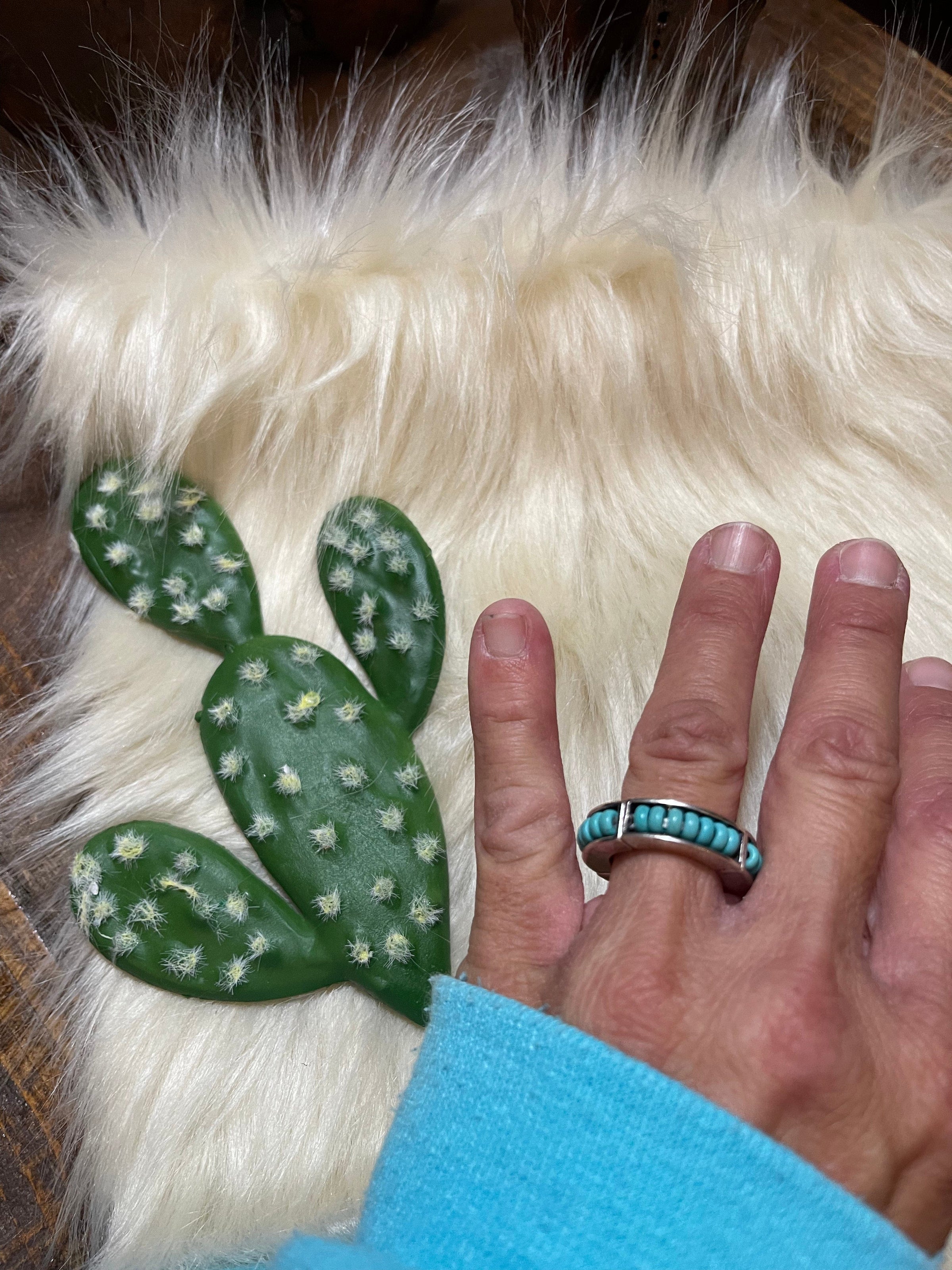 Turquoise beaded ring band Southwest Bedazzle jewelz