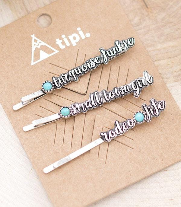 Turquoise BOBBY PIN SET OF 3 Southwest Bedazzle jewelz