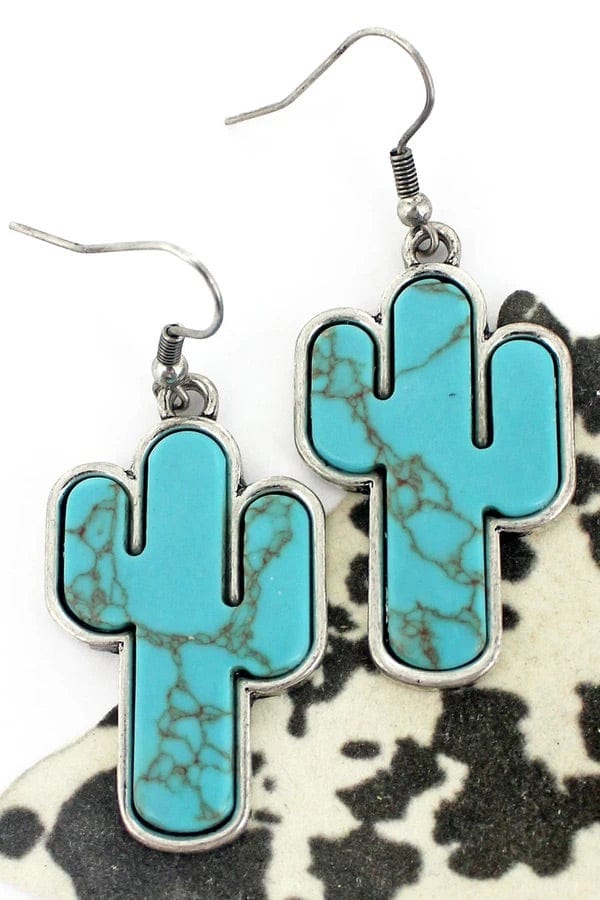 Turquoise cactus earrings Southwest Bedazzle jewelz