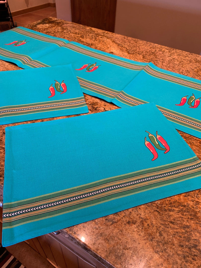 Turquoise chili pepper PLACEMAT Southwest Bedazzle home decor