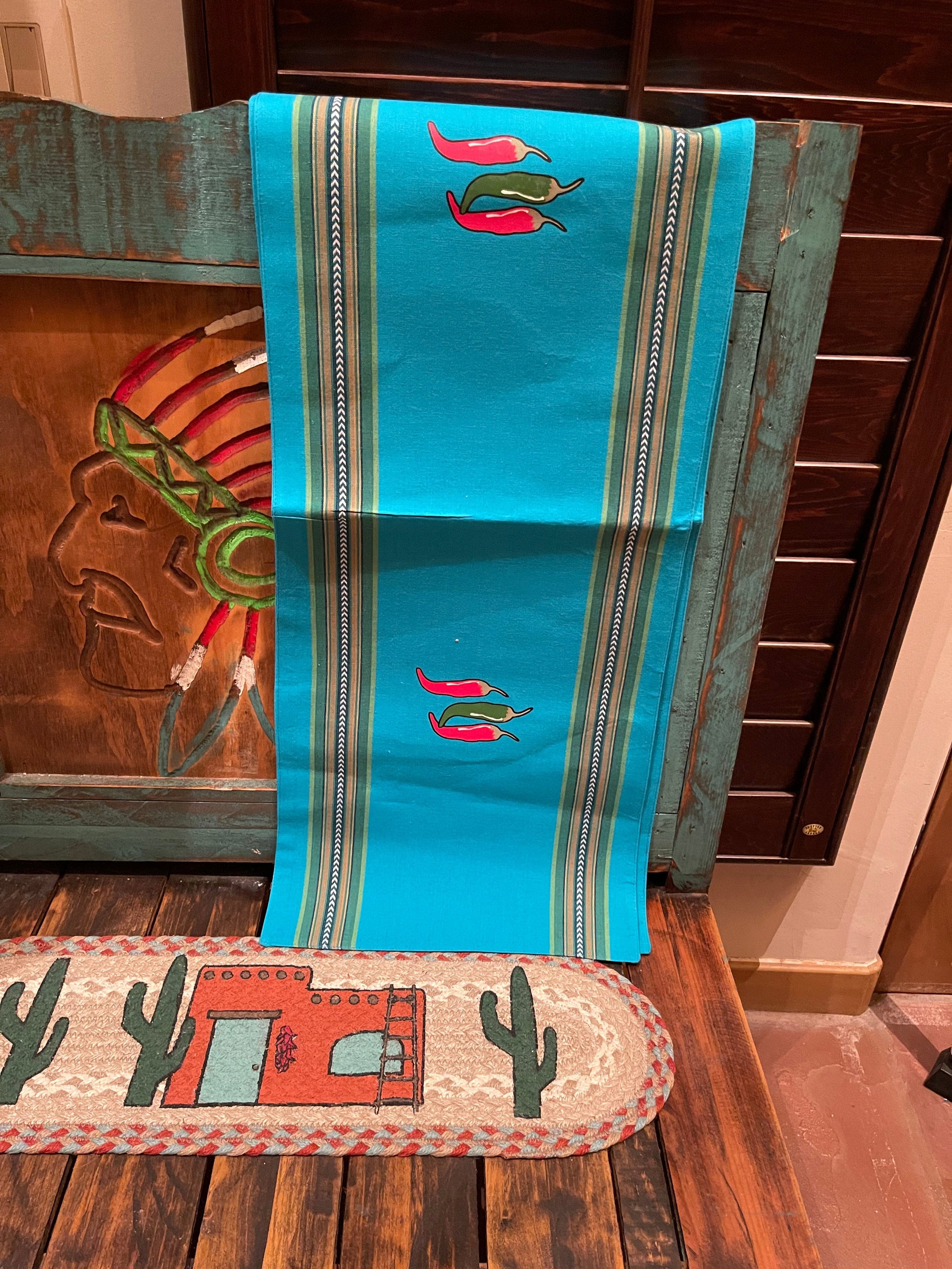 Turquoise chili pepper TABLE RUNNER Southwest Bedazzle home decor
