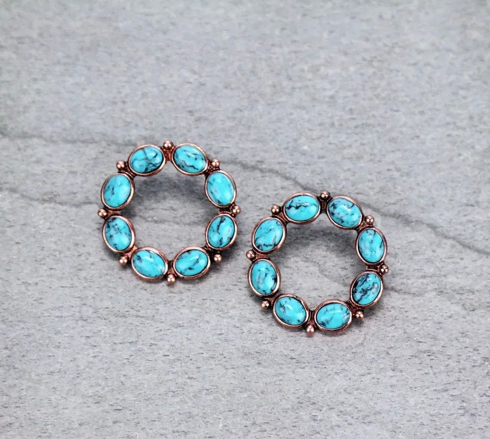 Turquoise circle earrings Southwest Bedazzle jewelz