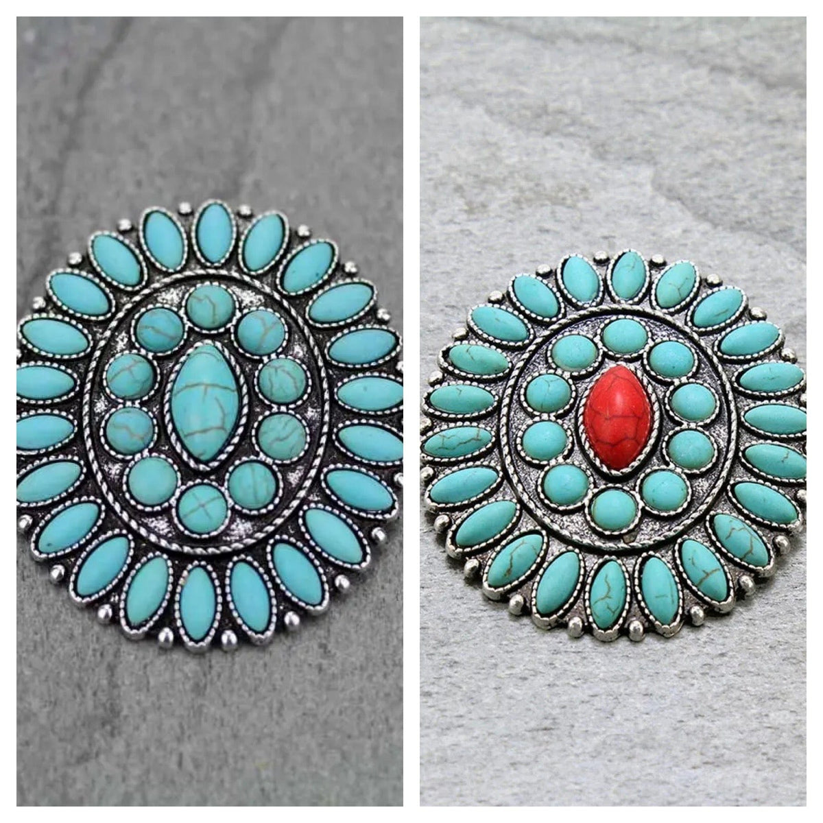 Turquoise cluster BROOCH PIN Southwest Bedazzle jewelz