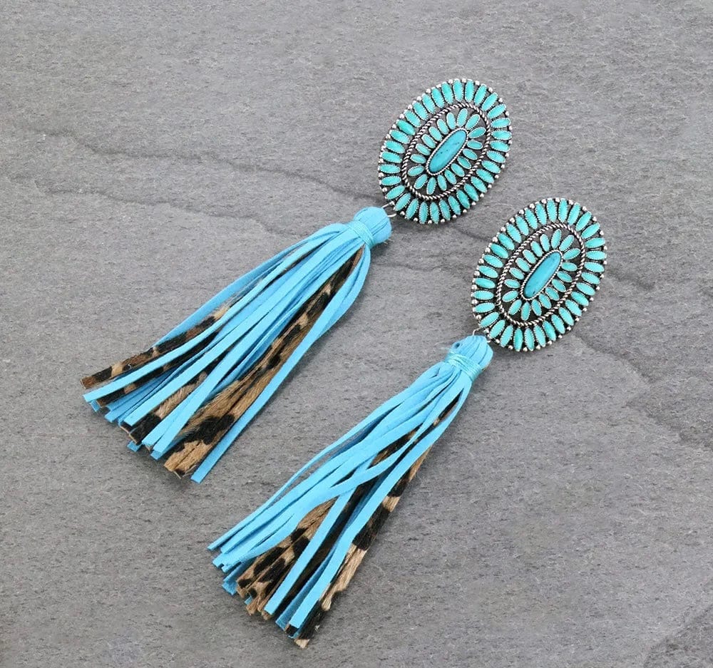 Turquoise concho earrings Southwest Bedazzle jewelz