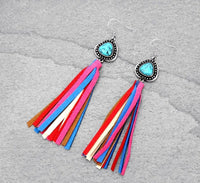 Turquoise drop fringe earrings Southwest Bedazzle jewelz
