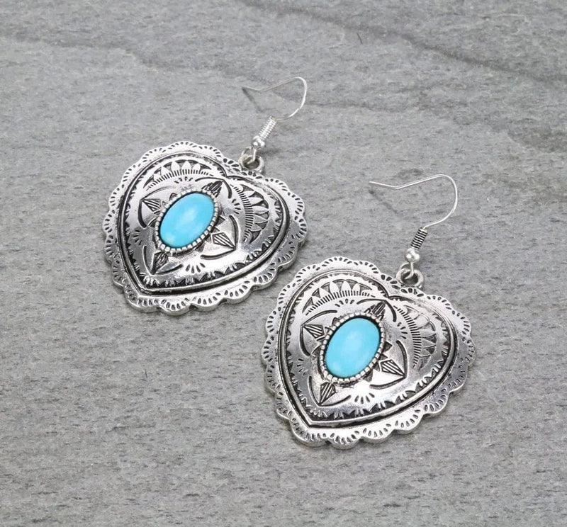 Turquoise drop heart earrings Southwest Bedazzle jewelz