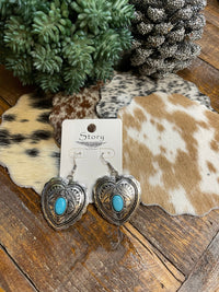 Turquoise drop heart earrings Southwest Bedazzle jewelz