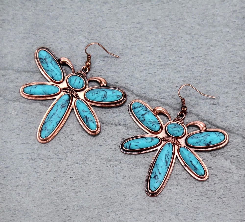Turquoise firefly earrings Southwest Bedazzle jewelz
