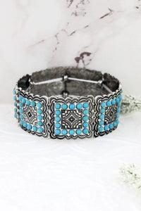 Turquoise Lucinda square concho bracelet Southwest Bedazzle jewelz