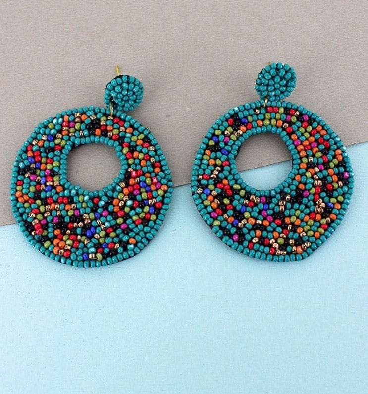 Turquoise seed beaded earrings Southwest Bedazzle jewelz