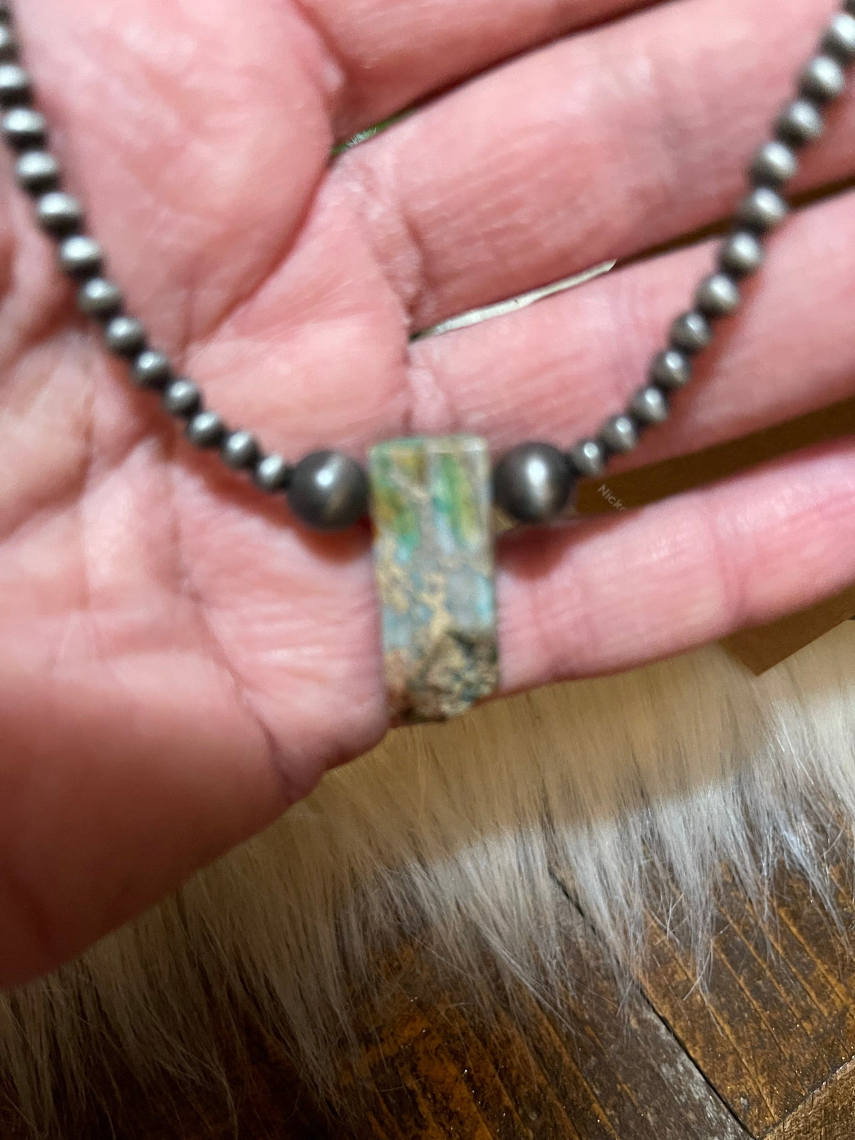 Turquoise slab stone Navajo necklace Southwest Bedazzle jewelz