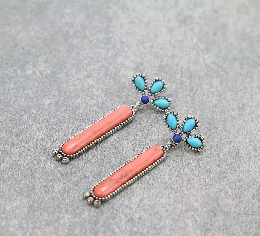 Turquoise stick bar earrings Southwest Bedazzle jewelz