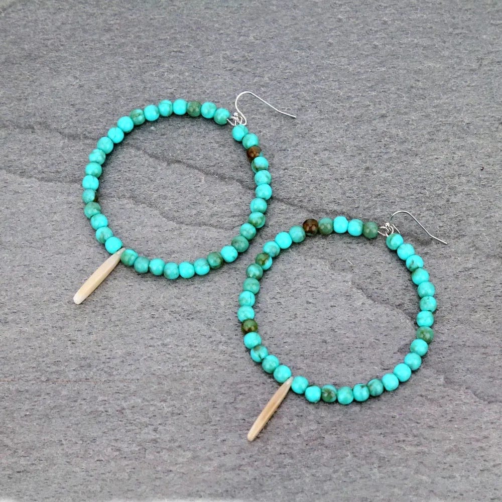 Turquoise stone hoop earrings Southwest Bedazzle jewelz