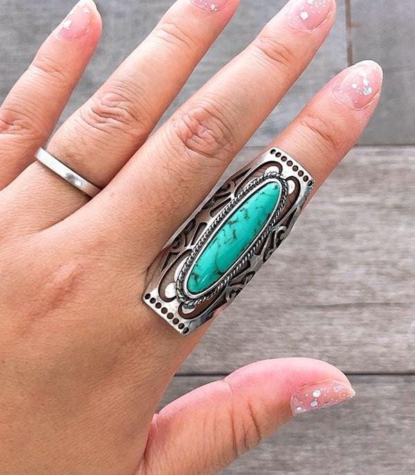 Turquoise stone ring one size adjustable Southwest Bedazzle jewelz