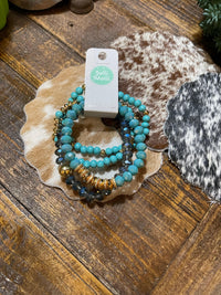 Turquoise Woodbridge mix stack bracelet set Southwest Bedazzle jewelz
