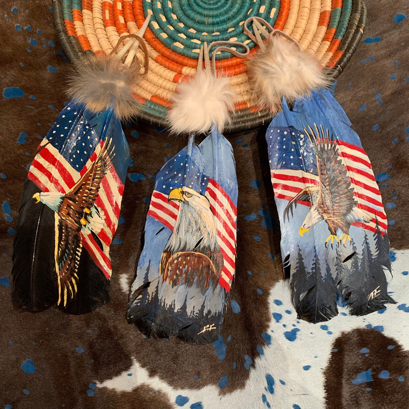 USA Eagle XL painted feather Southwest Bedazzle home decor