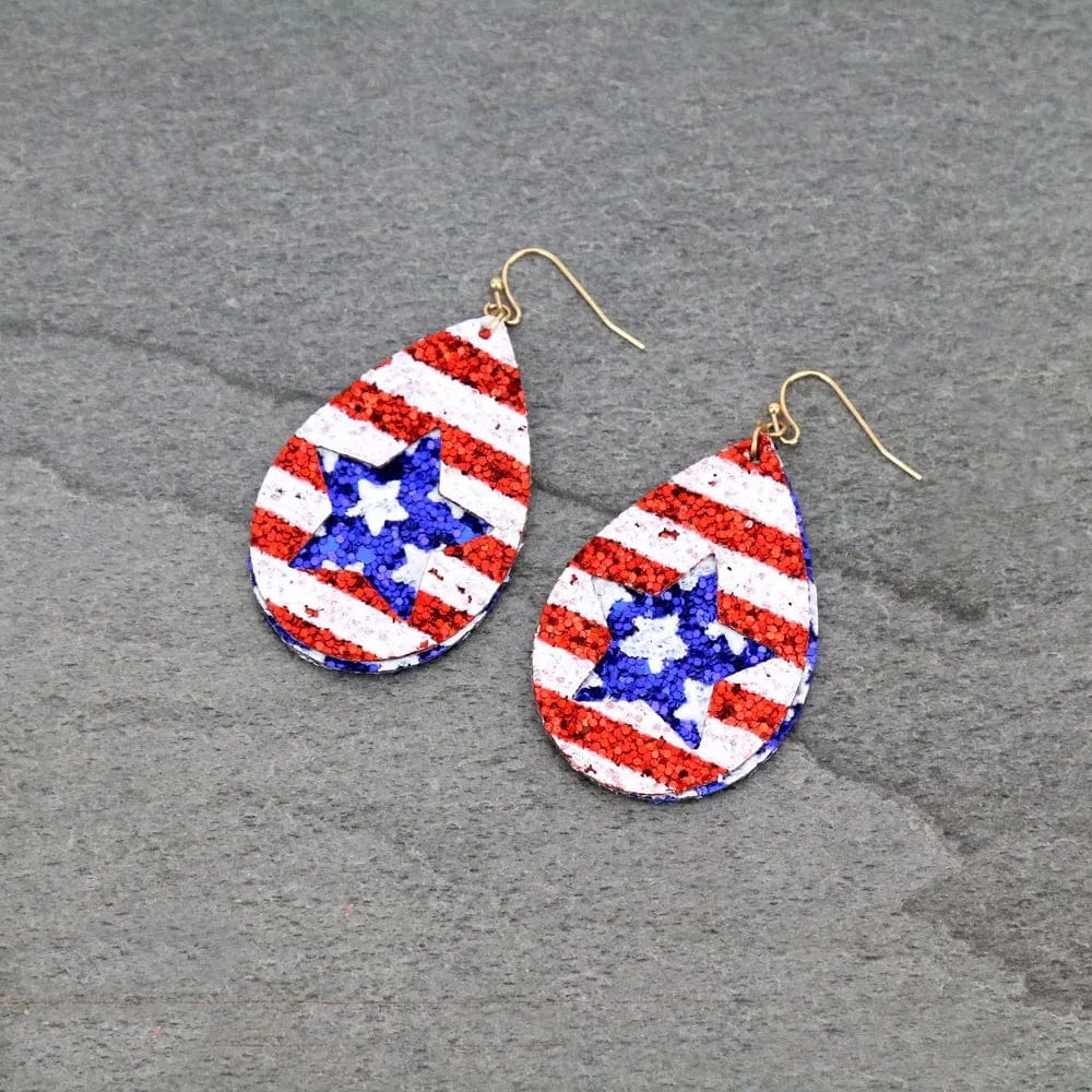 USA glitter star earrings Southwest Bedazzle jewelz