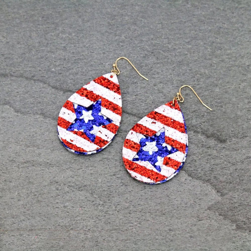 USA glitter star earrings Southwest Bedazzle jewelz