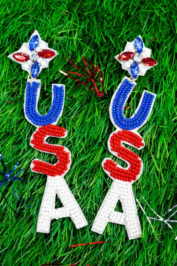 USA Summer Fiesta beaded EARRINGS Southwest Bedazzle jewelz