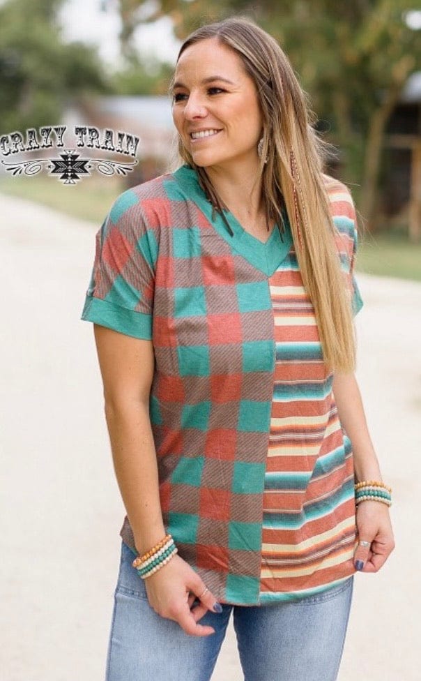 V neck Serape tee Southwest Bedazzle Bargain bonanza