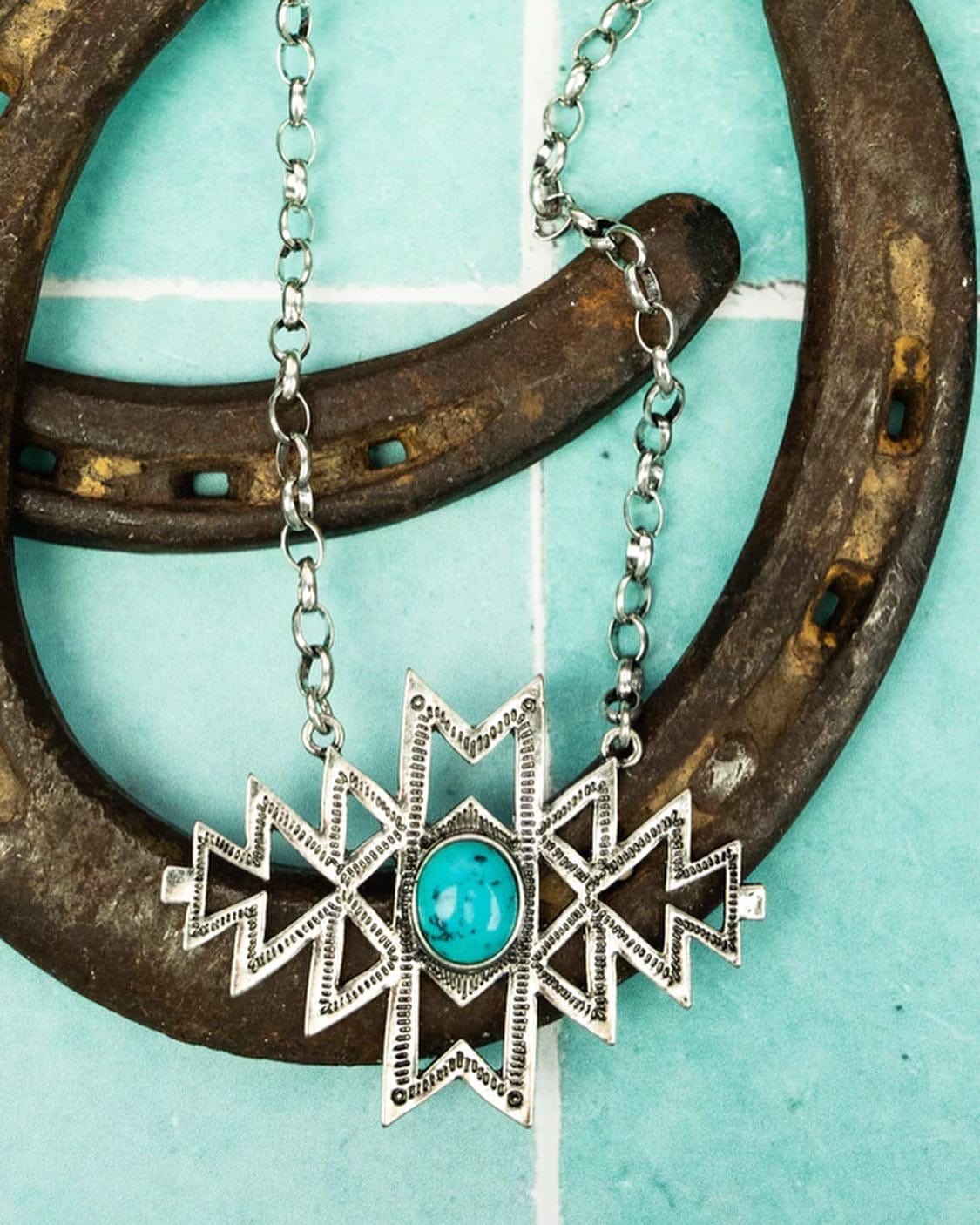 Western aztec short necklace Southwest Bedazzle jewelz