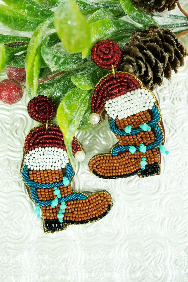 Western Christmas beaded earrings Southwest Bedazzle jewelz