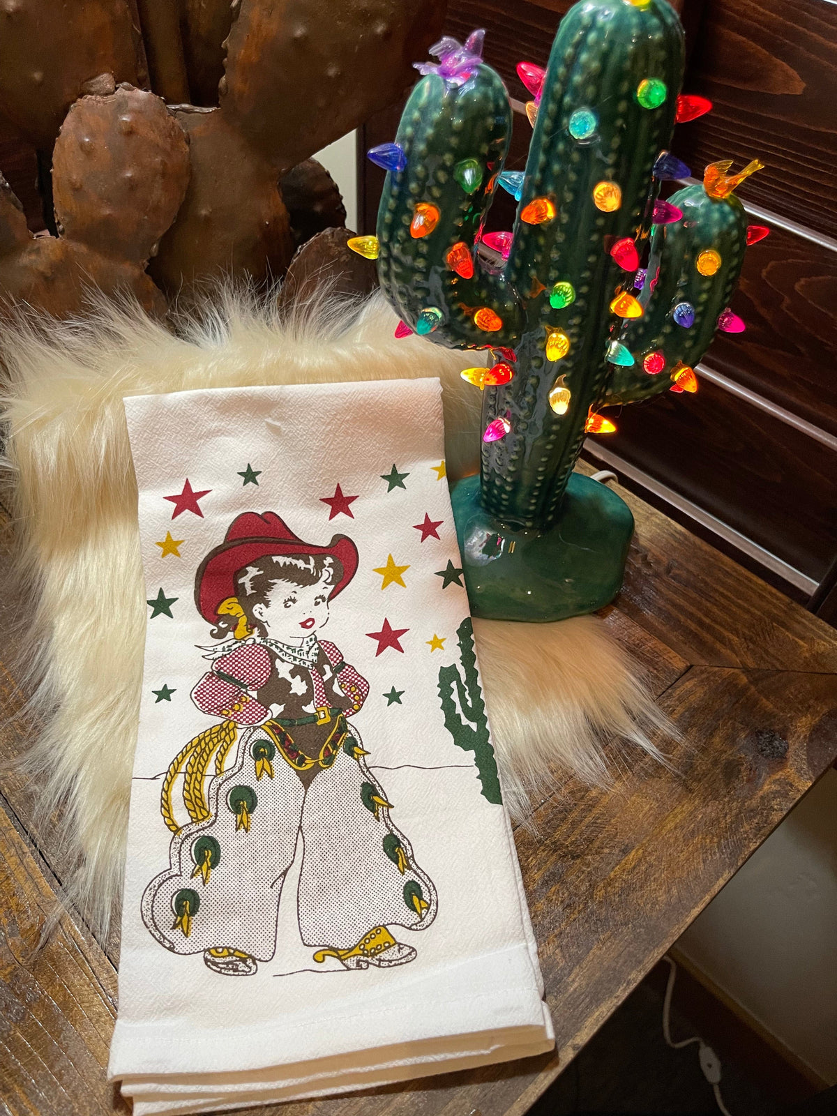 Western flour sack kitchen towel Southwest Bedazzle home decor