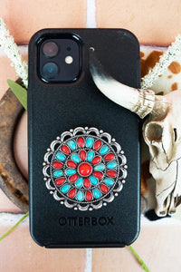 Western Phone Grip   Turquoise/Red Southwest Bedazzle jewelz